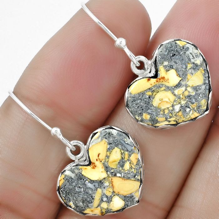 Valentine Gift Heart Maligano Jasper - Indonesia Earrings SDE61005 E-1022, 14x16 mm