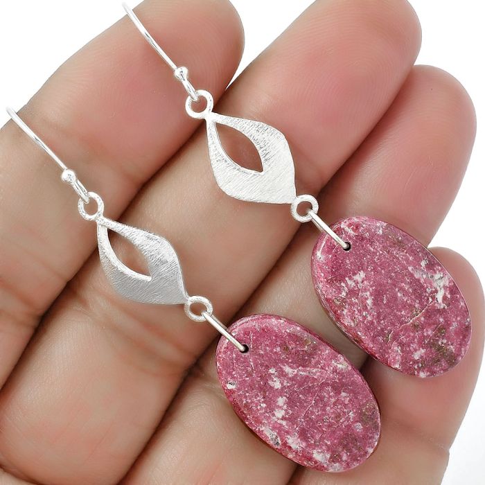 Natural Pink Thulite - Norway Earrings SDE61313 E-1094, 14x23 mm