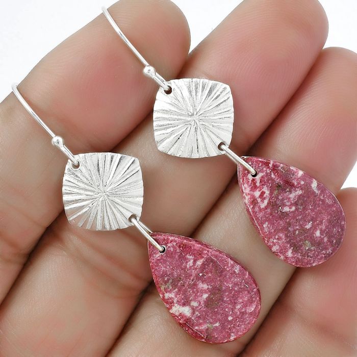 Natural Pink Thulite - Norway Earrings SDE61360 E-1094, 13x21 mm