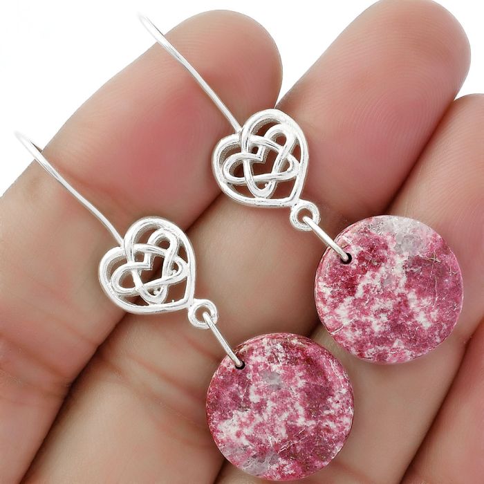 Celtic - Natural Pink Thulite - Norway Earrings SDE61903 E-5149, 16x16 mm