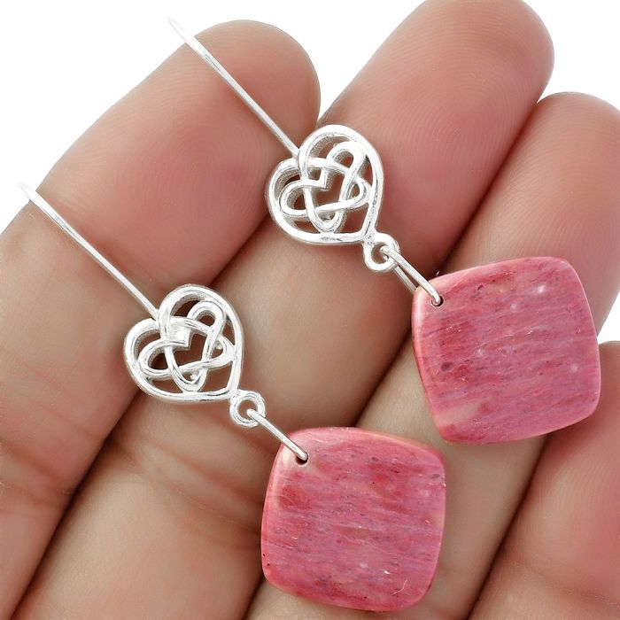 Celtic - Natural Pink Tulip Quartz Earrings SDE61908 E-1213, 16x16 mm