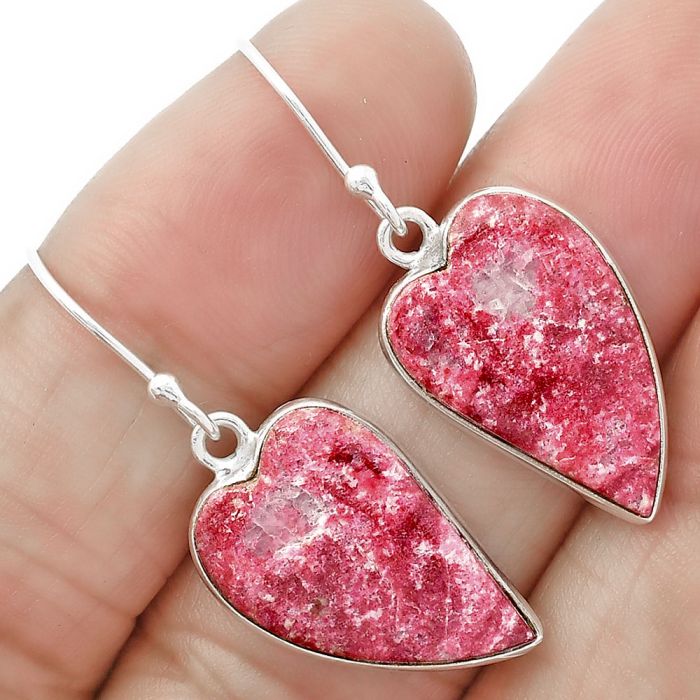 Heart Natural Pink Thulite - Norway Earrings SDE63275 E-1022, 13x20 mm