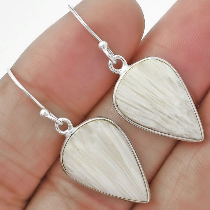 Natural White Scolecite Earrings SDE63361 E-1001, 13x19 mm
