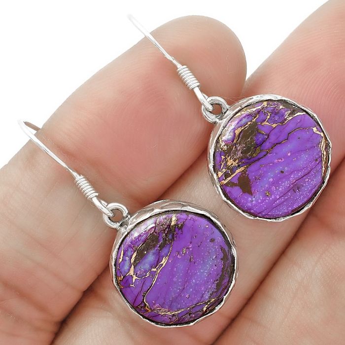 Copper Purple Turquoise - Arizona Earrings SDE63396 E-1001, 15x15 mm