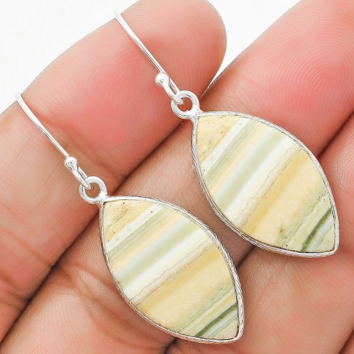 Natural Saturn Chalcedony Earrings SDE63560 E-1001, 13x23 mm