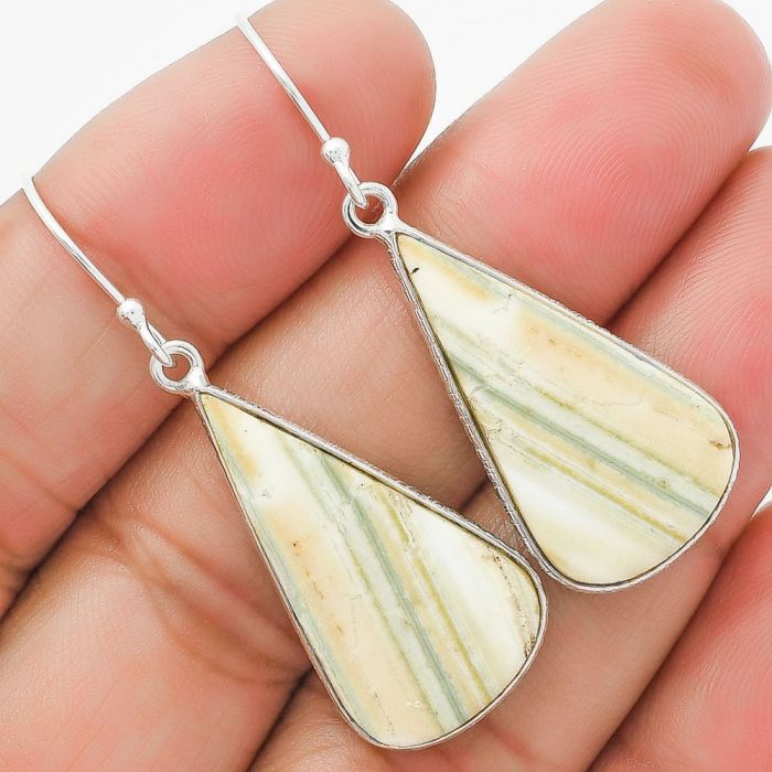 Natural Saturn Chalcedony Earrings SDE63561 E-1001, 15x27 mm