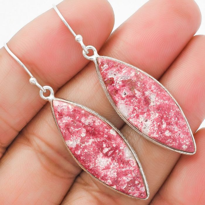 Natural Pink Thulite - Norway Earrings SDE63571 E-1001, 12x32 mm