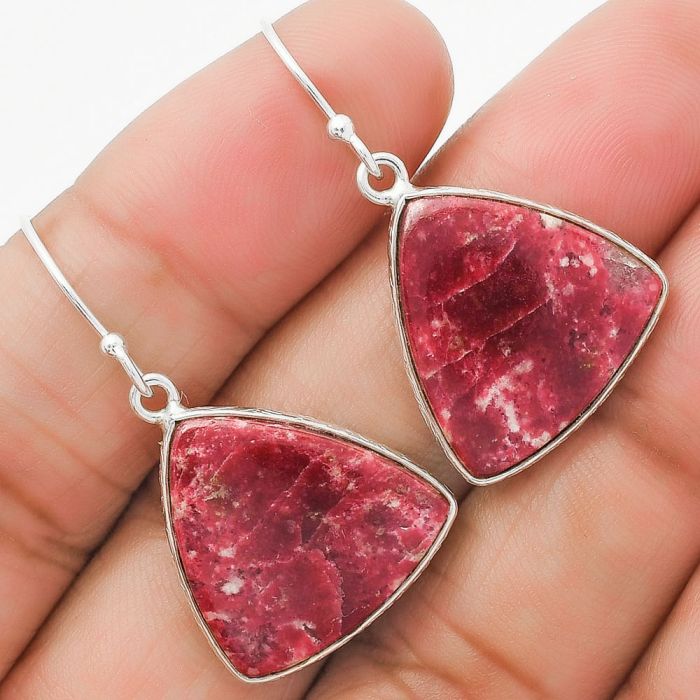 Natural Pink Thulite - Norway Earrings SDE63578 E-1001, 18x20 mm