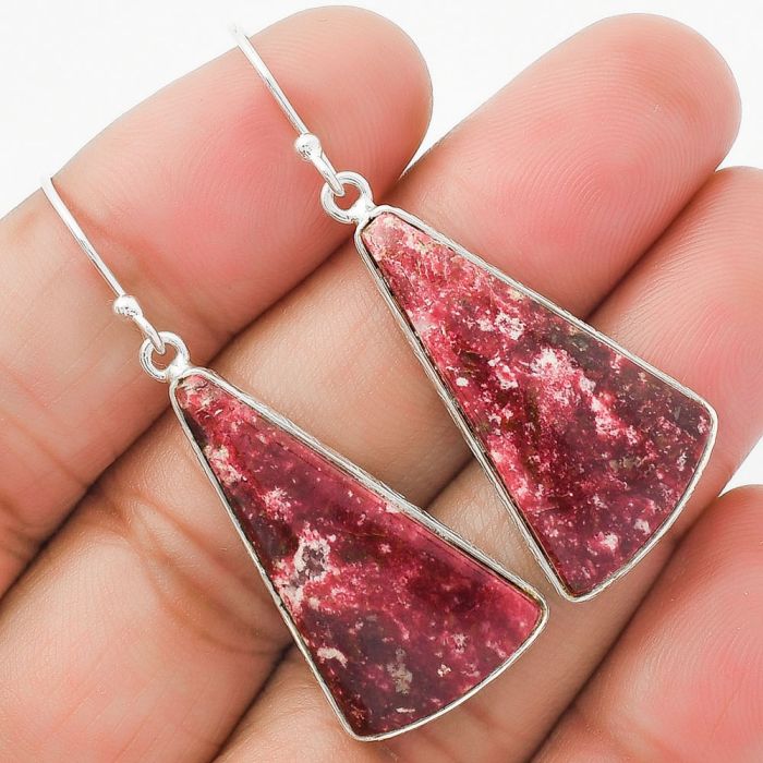 Natural Pink Thulite - Norway Earrings SDE63583 E-1001, 15x30 mm
