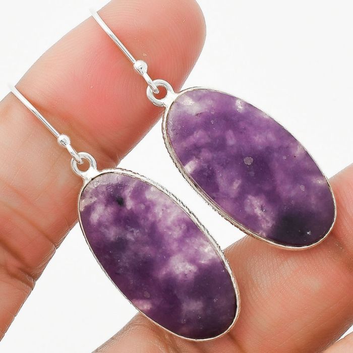 Natural Purple Lepidolite Earrings SDE63593 E-1001, 14x27 mm