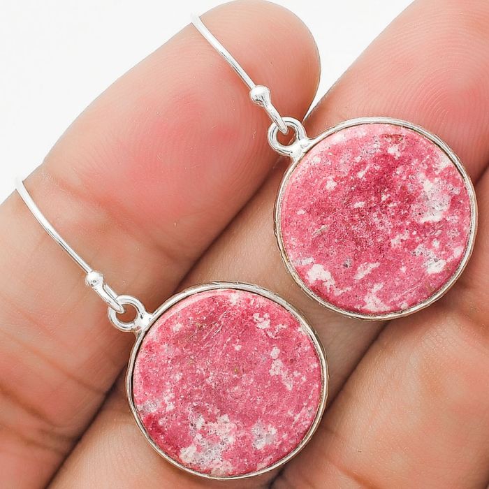 Natural Pink Thulite - Norway Earrings SDE63595 E-1001, 18x18 mm