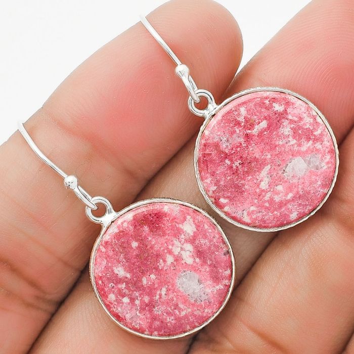 Natural Pink Thulite - Norway Earrings SDE63602 E-1001, 18x18 mm