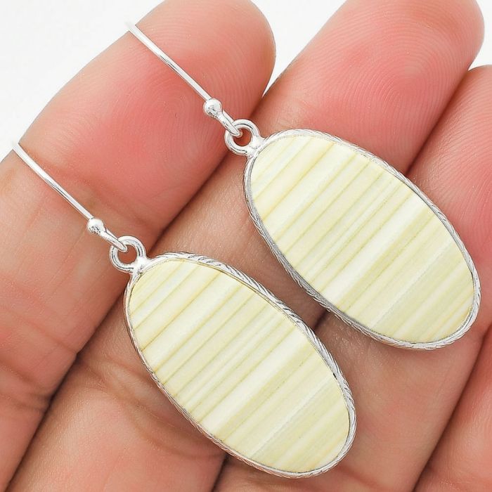 Natural Saturn Chalcedony Earrings SDE63677 E-1001, 14x26 mm