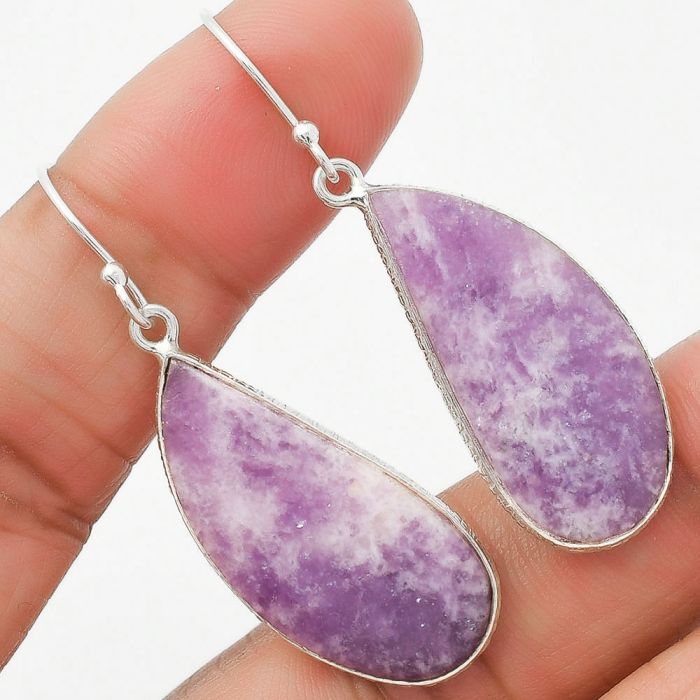 Natural Purple Lepidolite Earrings SDE63687 E-1001, 14x29 mm