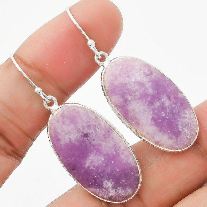 Natural Purple Lepidolite Earrings SDE63791 E-1001, 15x27 mm