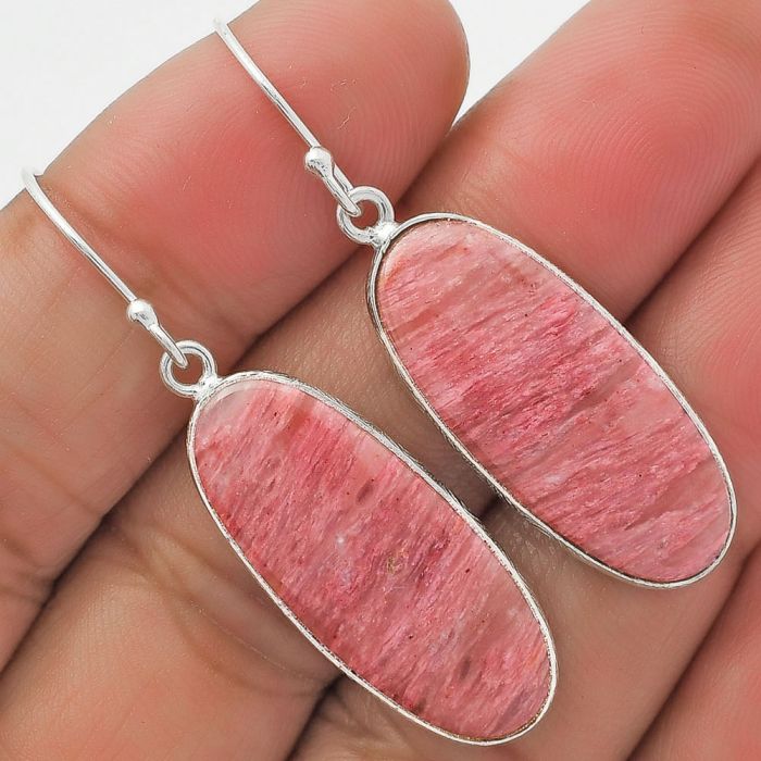 Natural Pink Tulip Quartz Earrings SDE63821 E-1001, 12x28 mm