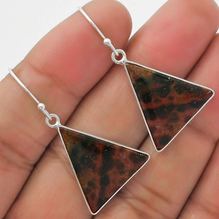 Natural Blood Stone - India Earrings SDE63848 E-1001, 19x20 mm