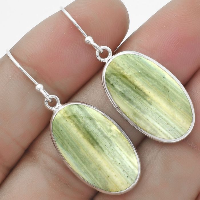 Natural Saturn Chalcedony Earrings SDE64352 E-1001, 12x22 mm