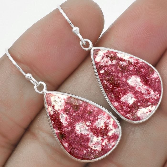 Natural Pink Thulite - Norway Earrings SDE64446 E-1001, 14x22 mm