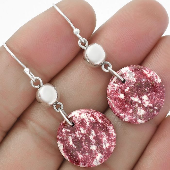 Natural Pink Thulite - Norway Earrings SDE64534 E-1031, 17x17 mm