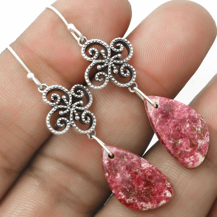 Artisan - Pink Thulite - Norway Earrings SDE65087 E-5171, 11x20 mm