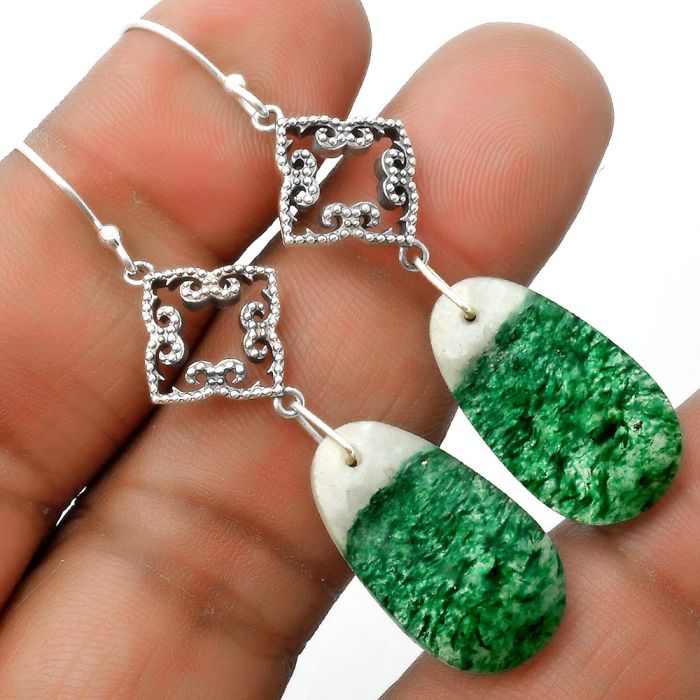 Artisan - Natural Green Aventurine Earrings SDE65187 E-1235, 13x23 mm