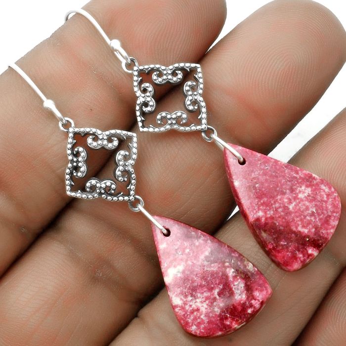Artisan - Pink Thulite - Norway Earrings SDE65216 E-5171, 14x22 mm