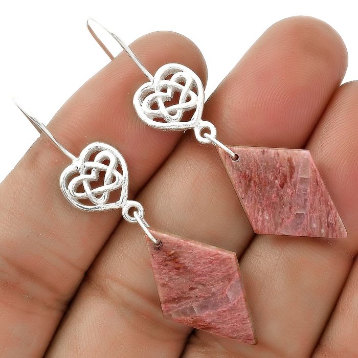 Celtic - Natural Pink Tulip Quartz Earrings SDE66233 E-5149, 15x24 mm