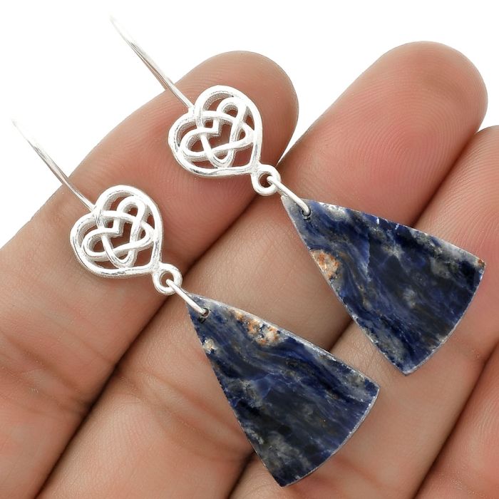 Celtic - Natural Sodalite Earrings SDE66252 E-5149, 15x24 mm
