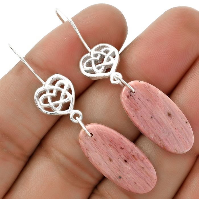Celtic - Natural Pink Tulip Quartz Earrings SDE66257 E-5149, 11x23 mm