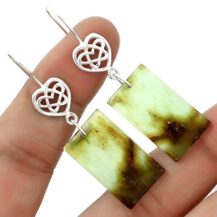 Celtic - Natural Boulder Chrysoprase Earrings SDE66265 E-5149, 15x25 mm