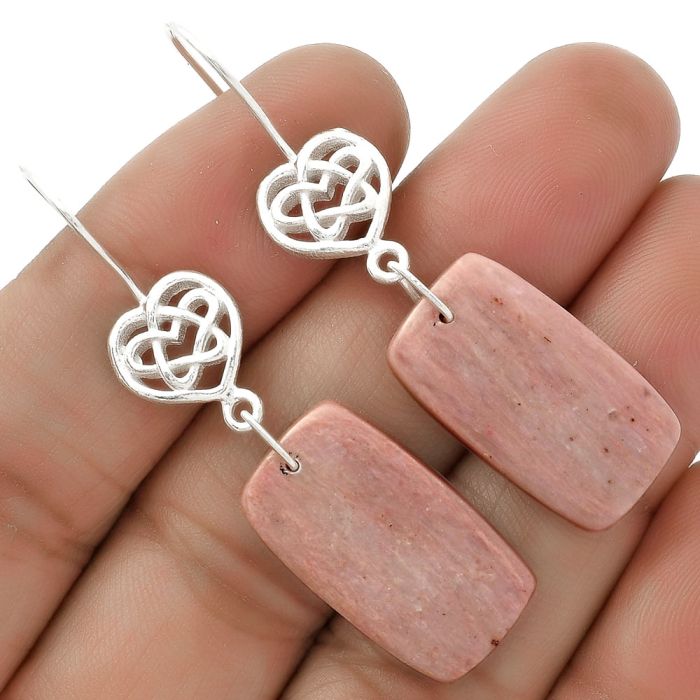 Celtic - Natural Pink Tulip Quartz Earrings SDE66270 E-5149, 13x23 mm