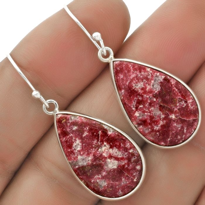Natural Pink Thulite - Norway Earrings SDE66556 E-1001, 14x23 mm