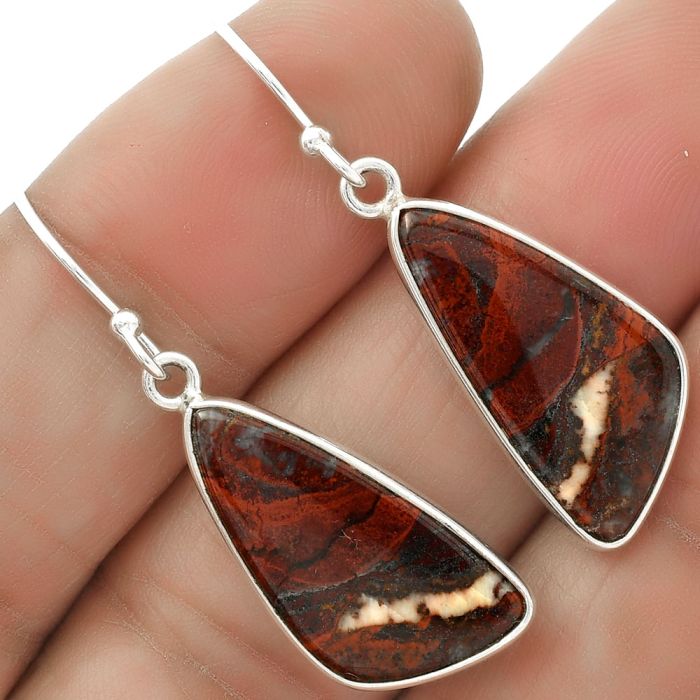 Natural Red Moss Agate Earrings SDE66572 E-1001, 11x22 mm