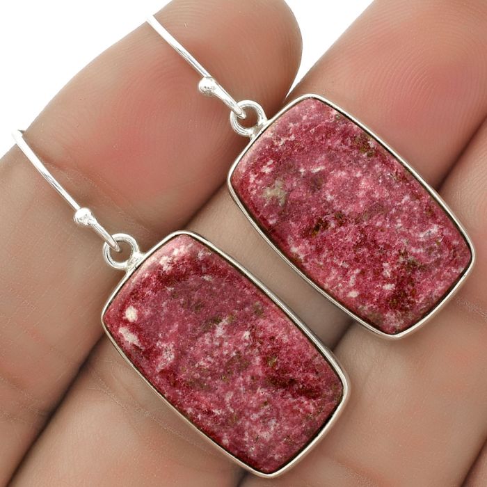 Natural Pink Thulite - Norway Earrings SDE66575 E-1001, 14x22 mm