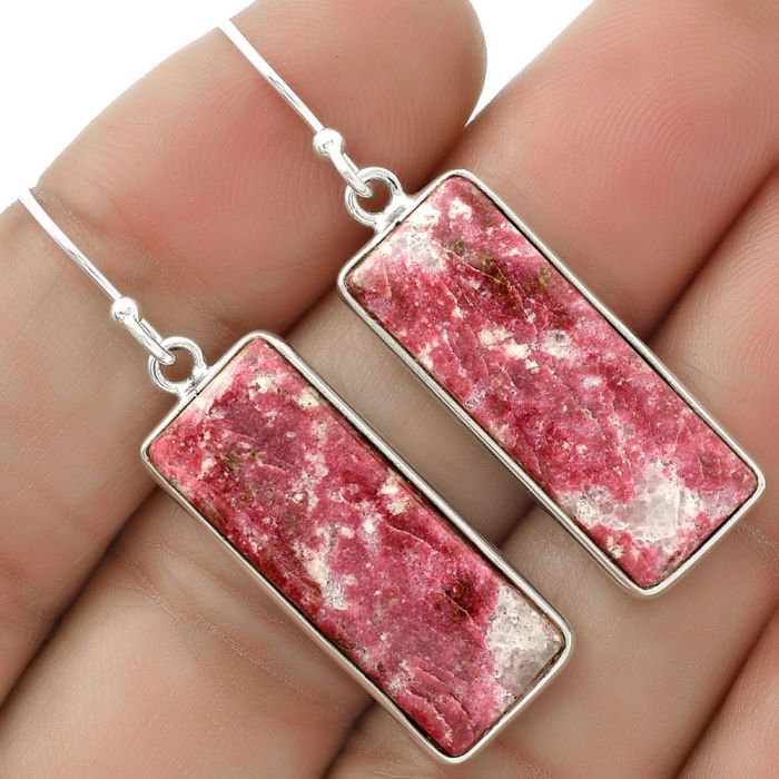 Natural Pink Thulite - Norway Earrings SDE66613 E-1001, 10x26 mm