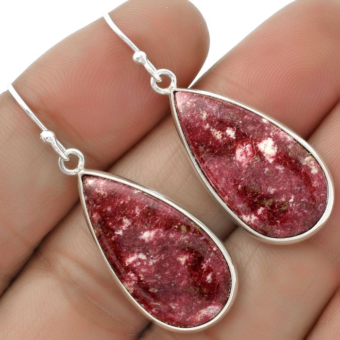 Natural Pink Thulite - Norway Earrings SDE66656 E-1001, 13x25 mm
