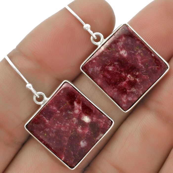 Natural Pink Thulite - Norway Earrings SDE66662 E-1001, 17x17 mm