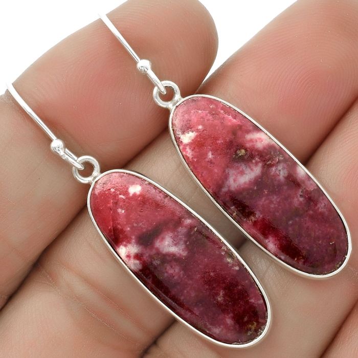 Natural Pink Thulite - Norway Earrings SDE66692 E-1001, 11x28 mm