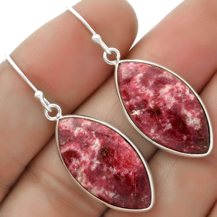 Natural Pink Thulite - Norway Earrings SDE66695 E-1001, 13x24 mm