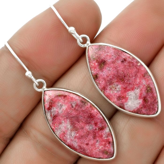 Natural Pink Thulite - Norway Earrings SDE66703 E-1001, 13x25 mm