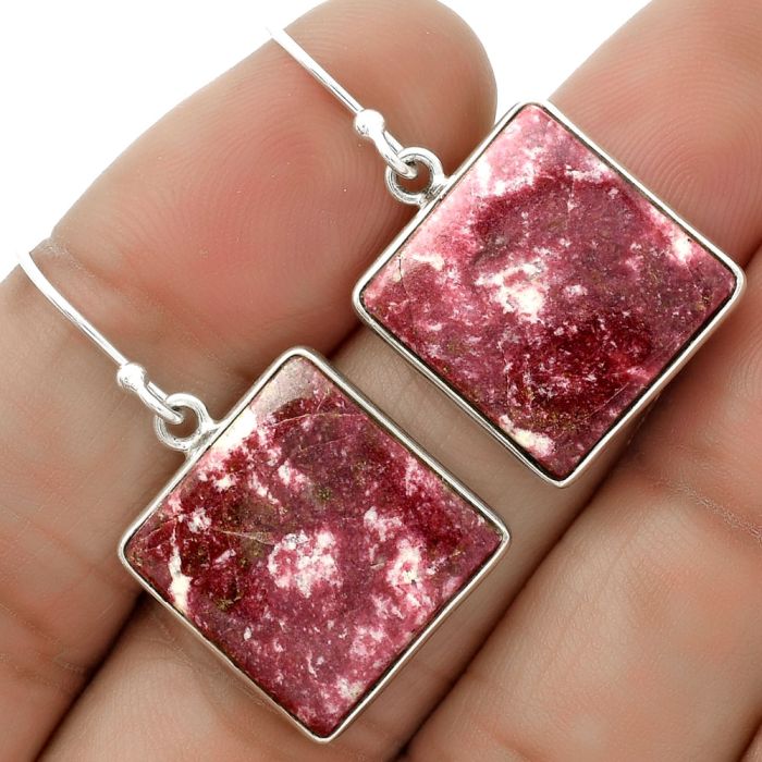 Natural Pink Thulite - Norway Earrings SDE66704 E-1001, 16x16 mm