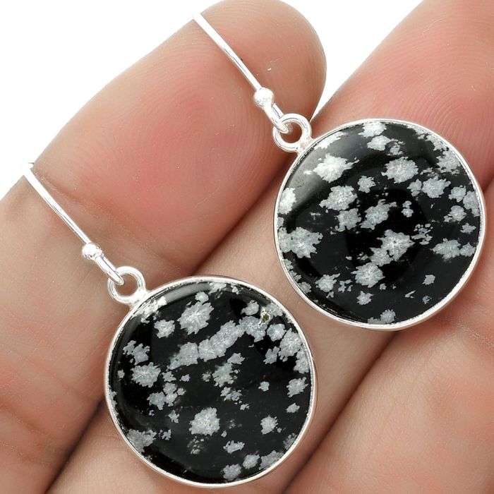 Natural Snow Flake Obsidian Earrings SDE66716 E-1001, 18x18 mm