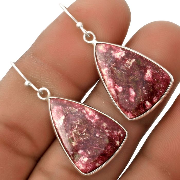Natural Pink Thulite - Norway Earrings SDE66832 E-1001, 15x22 mm