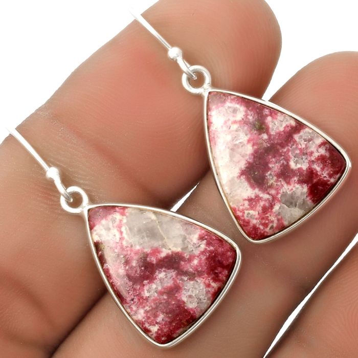 Natural Pink Thulite - Norway Earrings SDE66837 E-1001, 14x18 mm