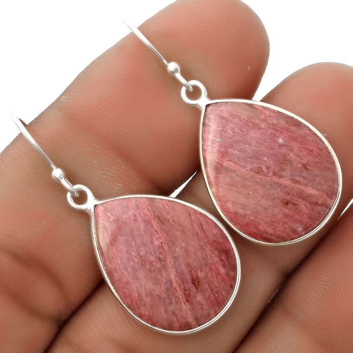Natural Pink Tulip Quartz Earrings SDE66948 E-1001, 16x21 mm