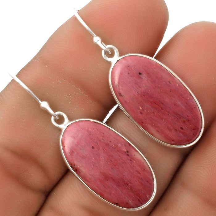 Natural Pink Tulip Quartz Earrings SDE66960 E-1001, 12x22 mm