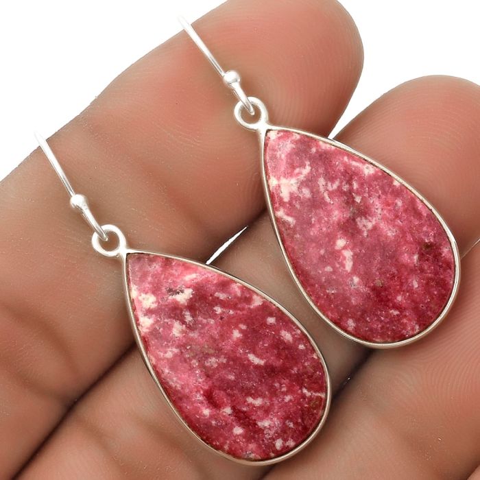 Natural Pink Thulite - Norway Earrings SDE67006 E-1001, 15x25 mm
