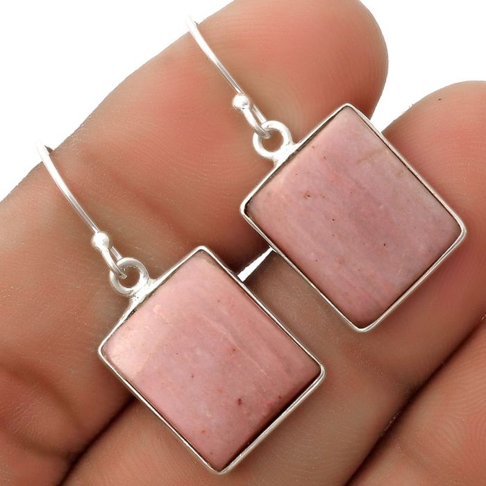 Natural Pink Tulip Quartz Earrings SDE67029 E-1001, 13x15 mm