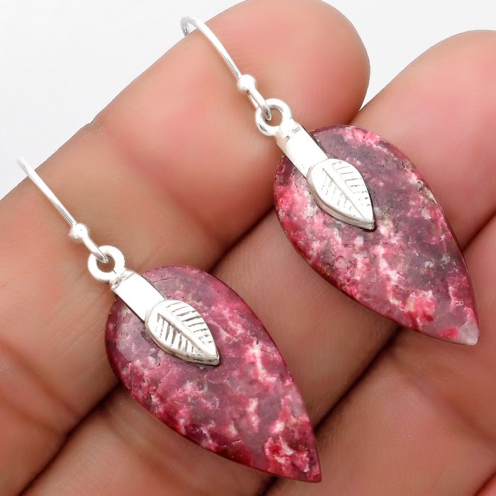 Natural Pink Thulite - Norway Earrings SDE67211 E-1137, 13x24 mm